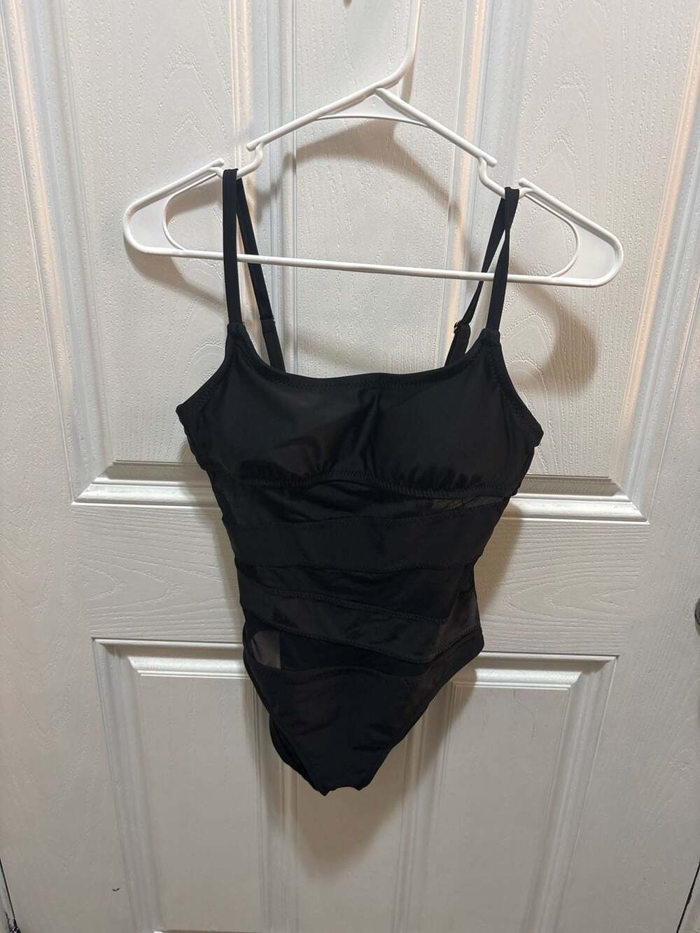 Shade & Shore Black Mesh Panel One Piece Swimsuit Size S NWOT